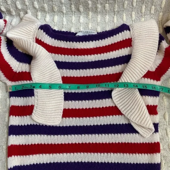 {Philosophy di Lorenzo Seraphini} Striped Ruffle Cashmere Sweater - Picture 13 of 16
